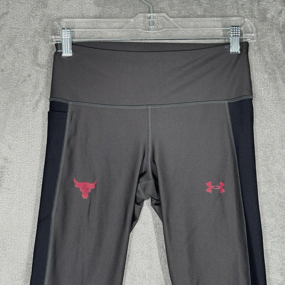 Under Armour Project Rock Pants Women Medium Gray Compression Legging Athleisure - Picture 4 of 9